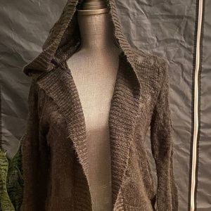 [RARE] VTG Lost Surfwear Brown Hooded Long Sleeve Knit Cardigan Sweater Size M